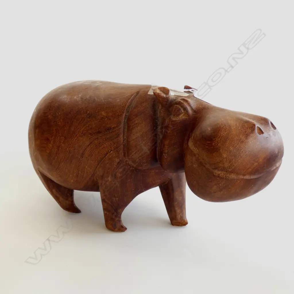 LG CARVED WOODEN HIPPO L 385MM Image 1++