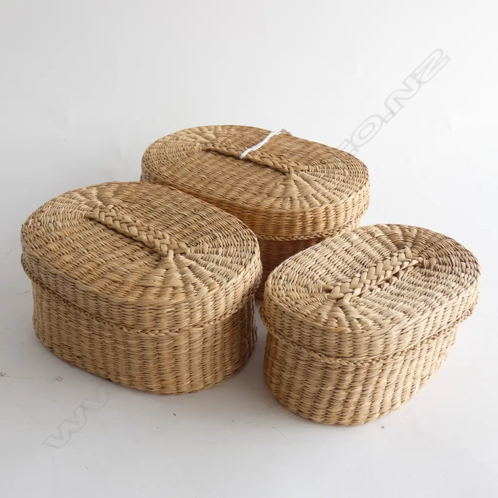 PR WOVEN SATCHELS (L285MM) A/F & 3 GRADUATED WOVEN LIDDED CONTAINERS (L185MM) Image 1++