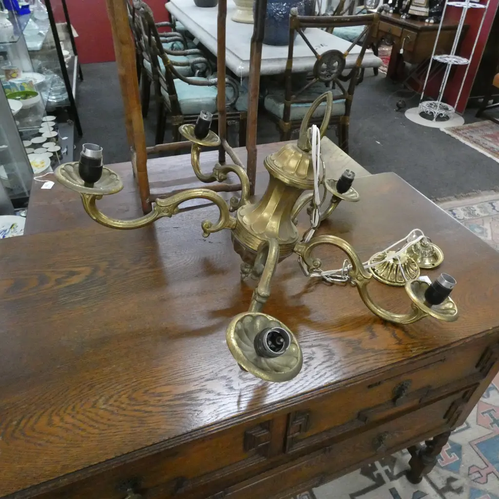 BRASS 5 ARM LIGHTFITTING 620mm dia Image 1++