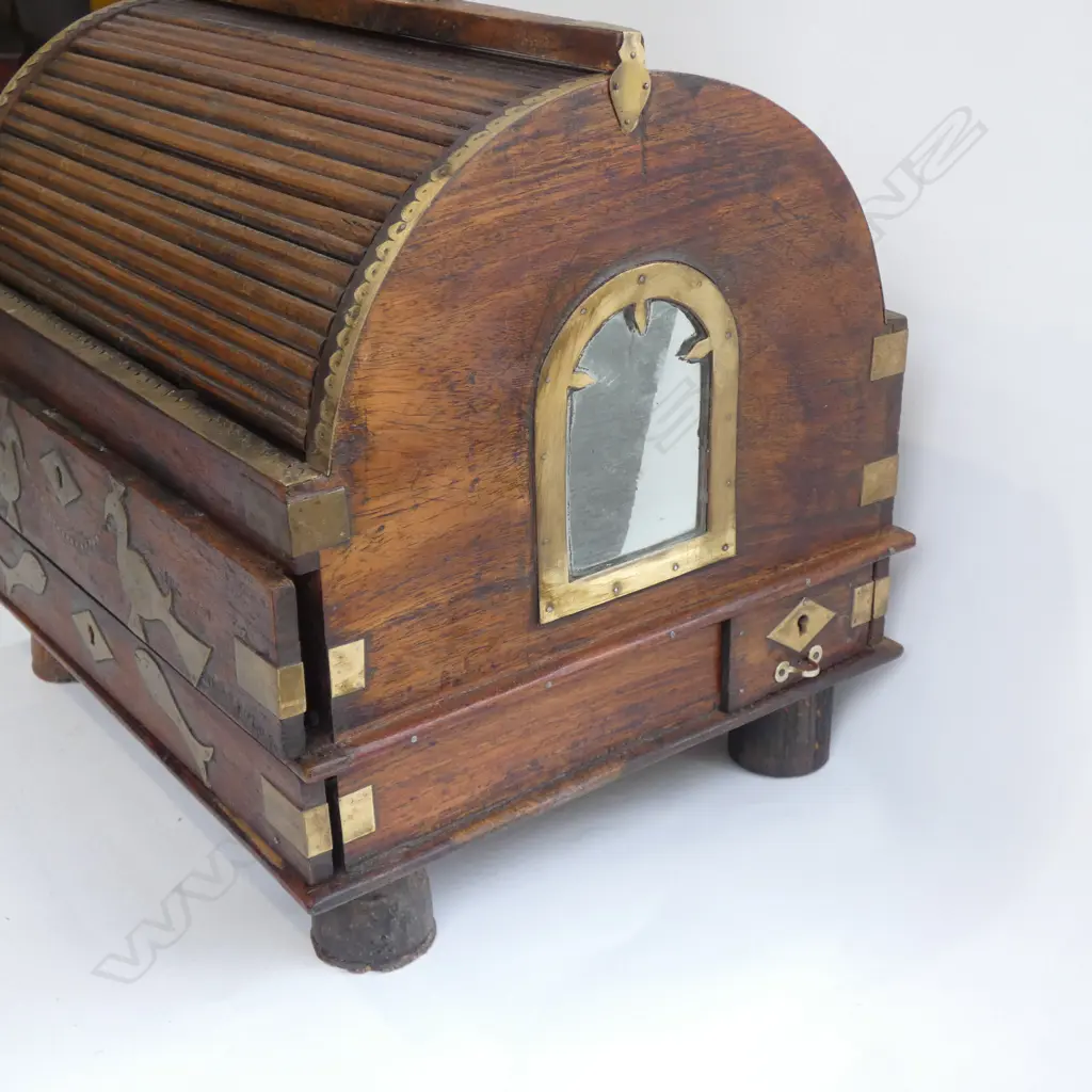 SMALL TEAK ROLL TOP BOX W.320mm Image 1++