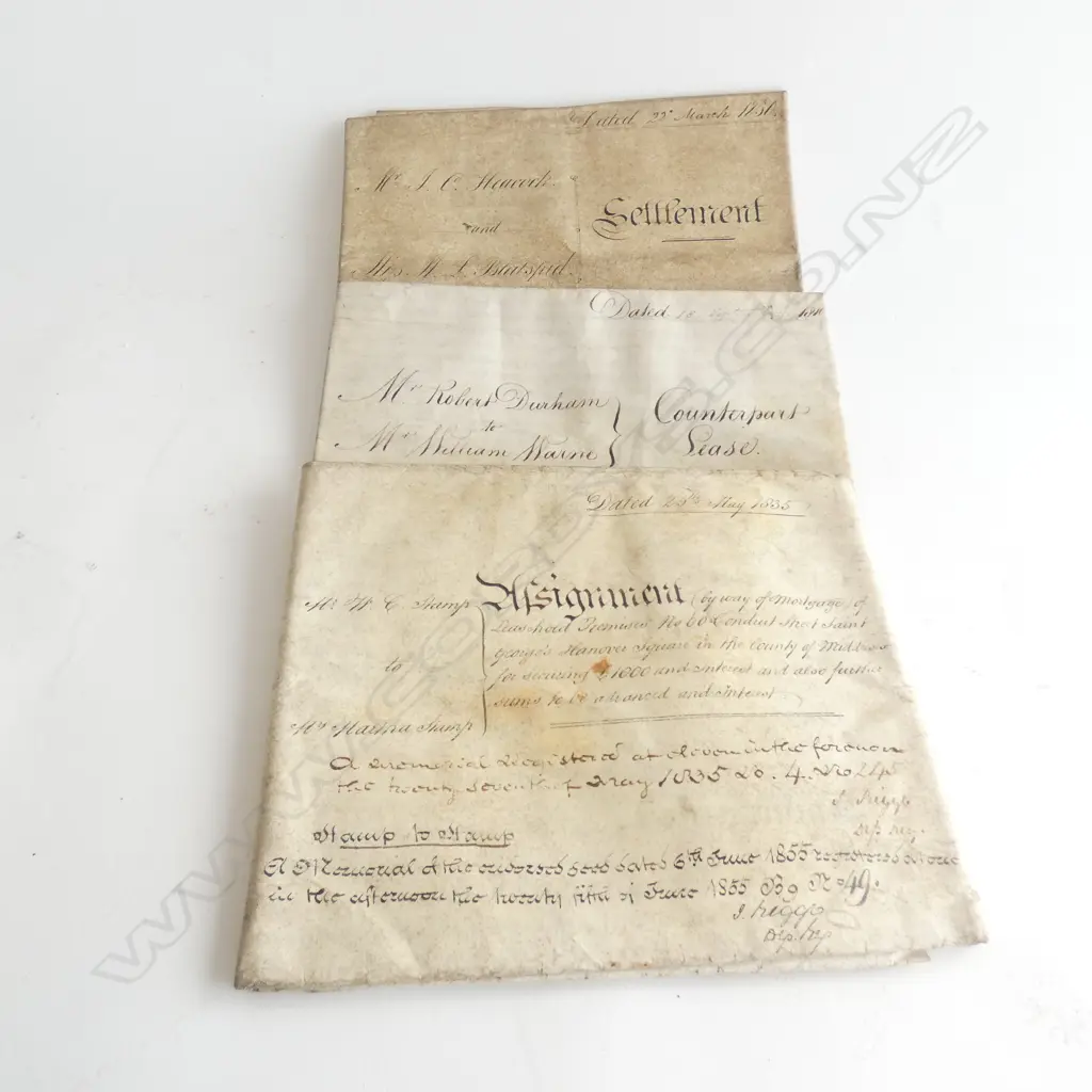 3 19THC PARCHMENT INDENTURES. 1810. 1850 & 1835 Image 1++