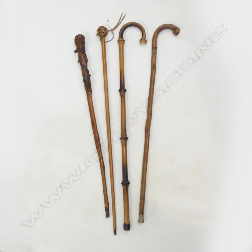 4 WOODEN WALKING STICKS Image 1++