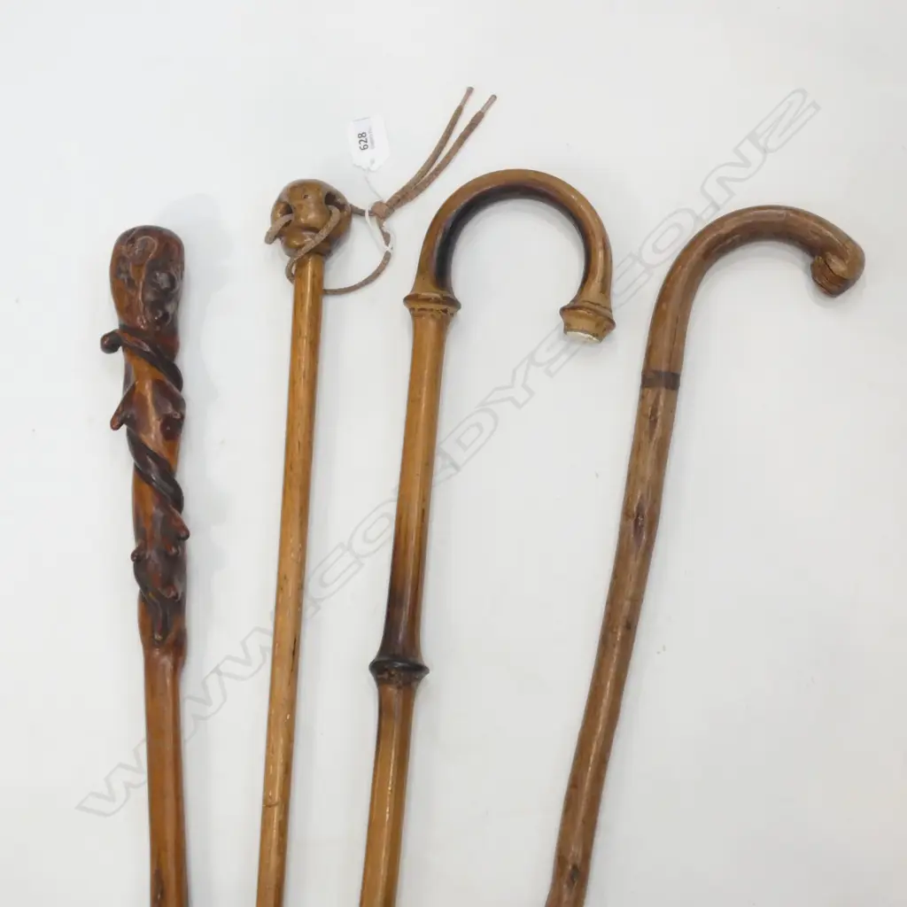 4 WOODEN WALKING STICKS Image 1++
