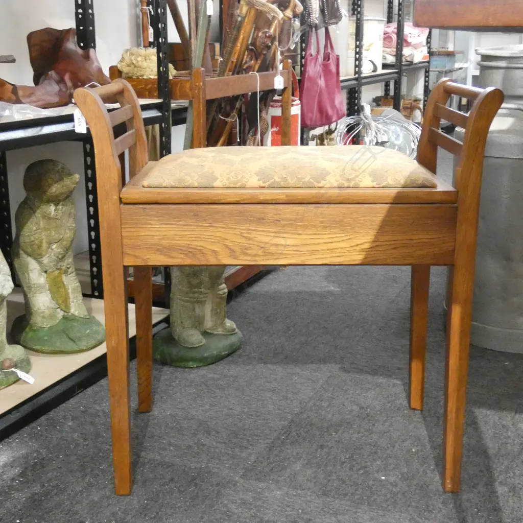 OAK PIANO STOOL Image 1++