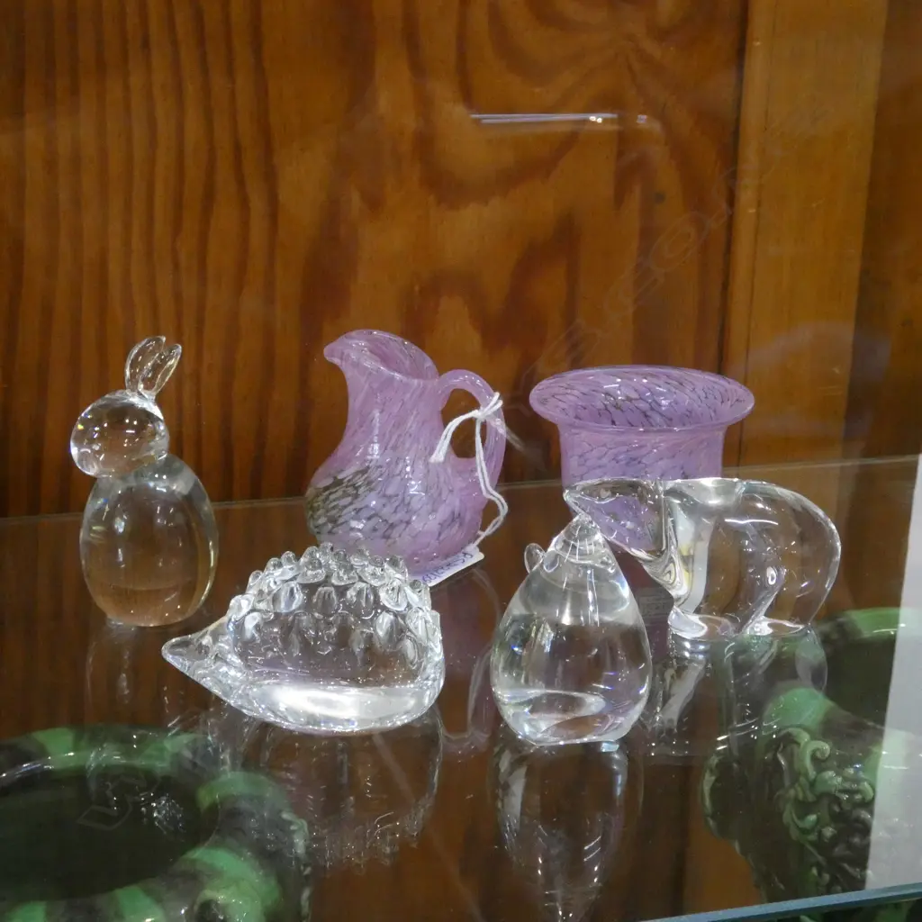 MINIATURE KOSTA BODA BOWL & JUG + 4 HADELAND GLASS ANIMALS L.70mm Image 1++
