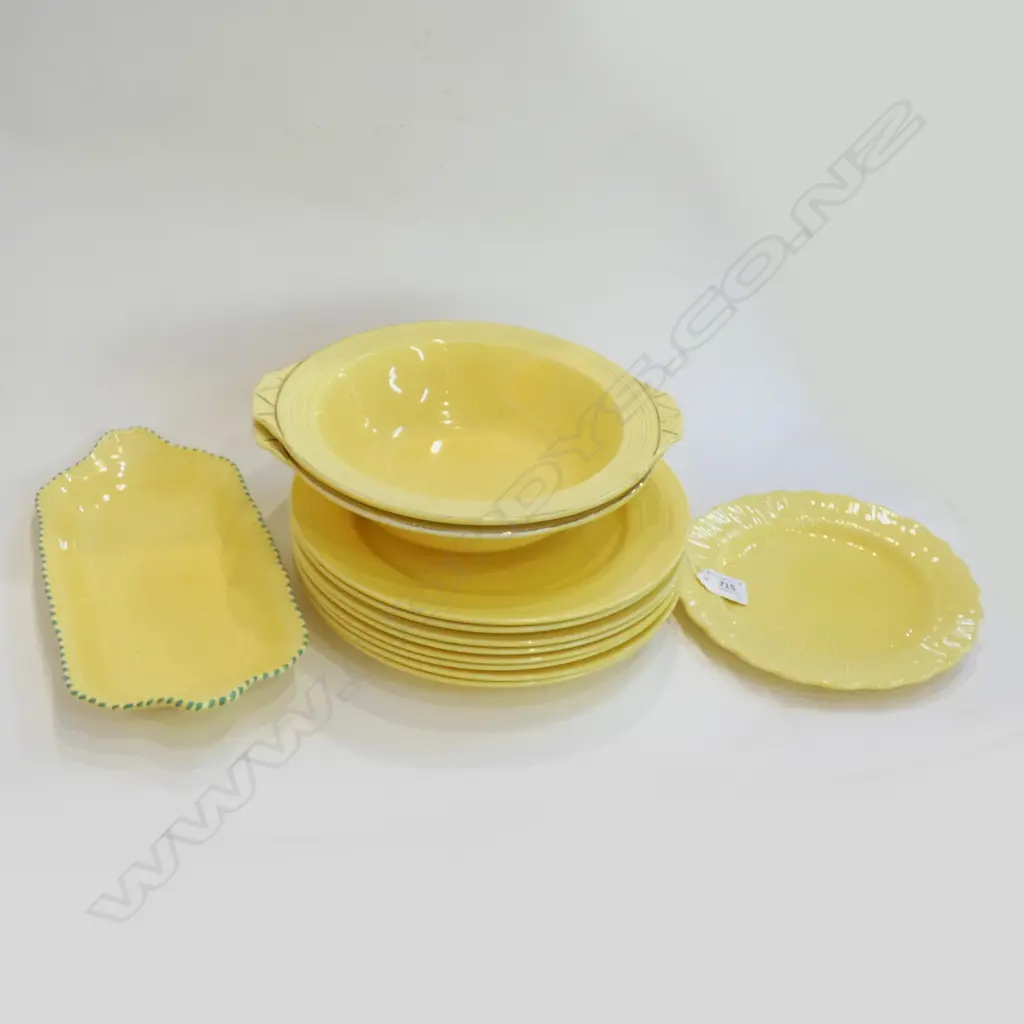 12 PCES YELLOW DUCAL; 8 PLATES 250mm dia, ETC Image 1++