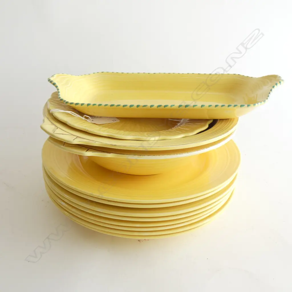 12 PCES YELLOW DUCAL; 8 PLATES 250mm dia, ETC Image 1++