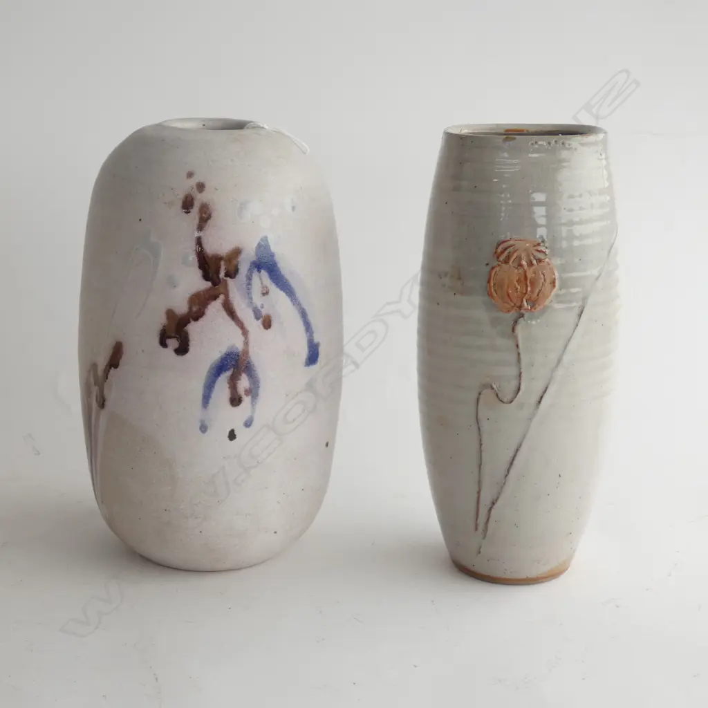 2 JAPANESE STUDIO POTTERY VASES H.270mm  Image 1++