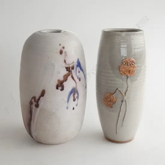 2 JAPANESE STUDIO POTTERY VASES H.270mm 