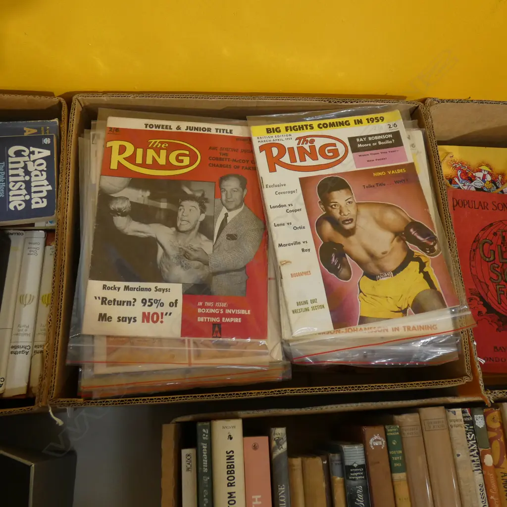 BOX LOT 'RING' BOXING MAGS; 1950S ONWARDS Image 1++