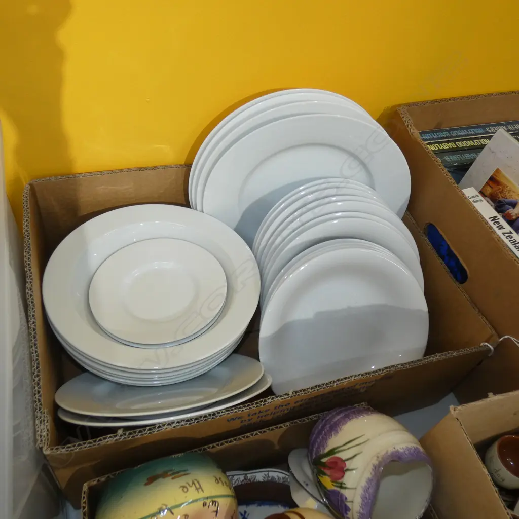 BOX LOT WHITE DINNER WARE Image 1++