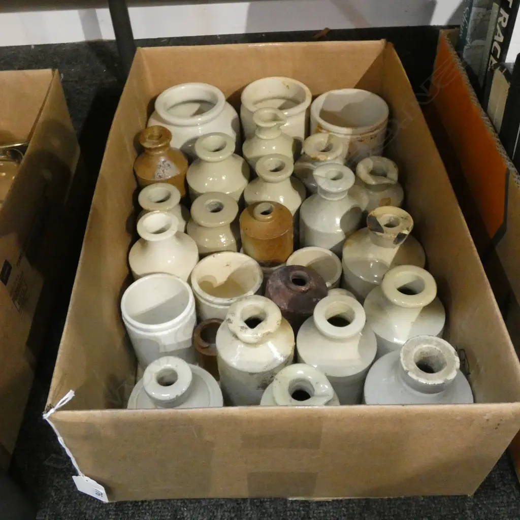 BOX LOT OLD INK / MUSTARD POTS Image 1++