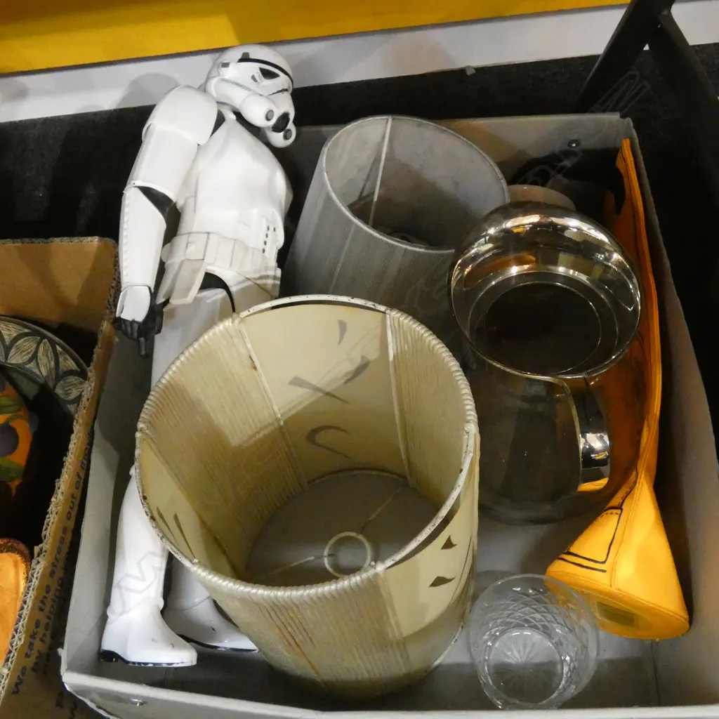BOX LOT LAMP SHADES, CROWN LYNN, STORM TROOPER, CORNISH WARE ETC Image 1++
