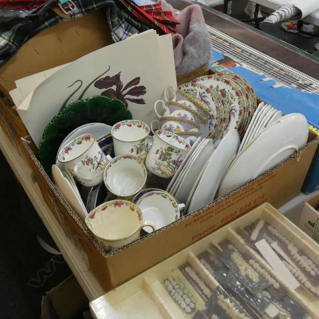 BOX LOT ASST. CHINA; BOOTHS REAL OLD WILLOW, ETC Image 1++