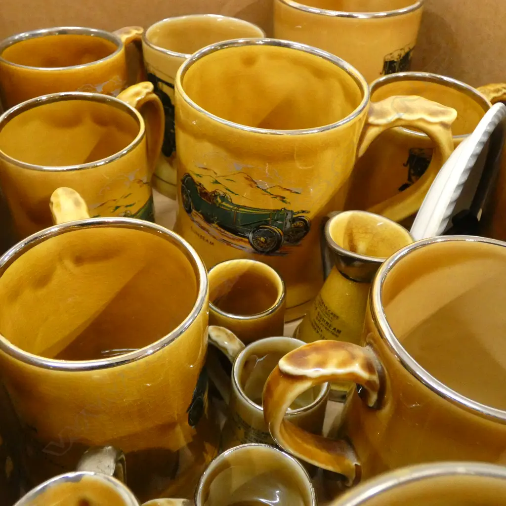 BOX LOT ASST WADE CAR THEMED MUGS ETC..  Image 1++