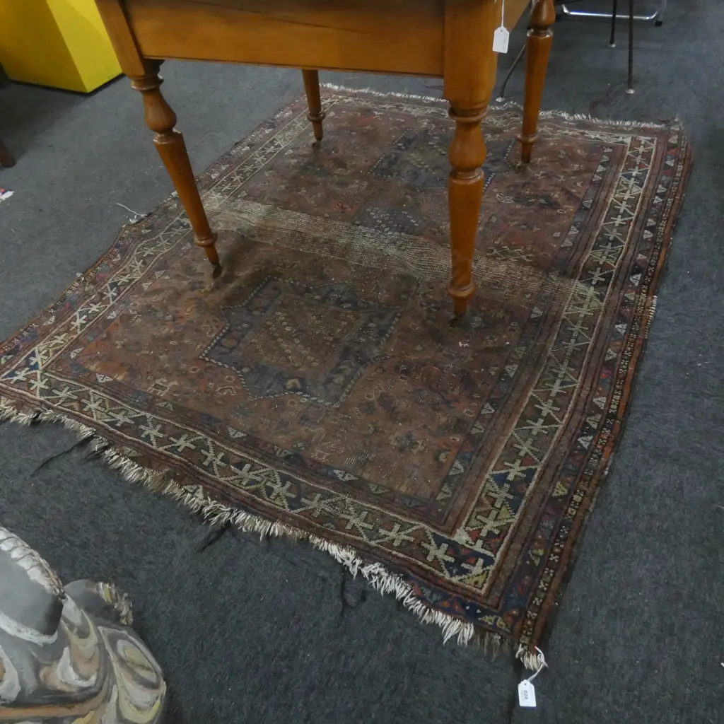 OLD ALL WOOL HAND KNOTTED CAUCASIAN SHIRVAN TRIBAL RUG 1750x1510mm Image 1++