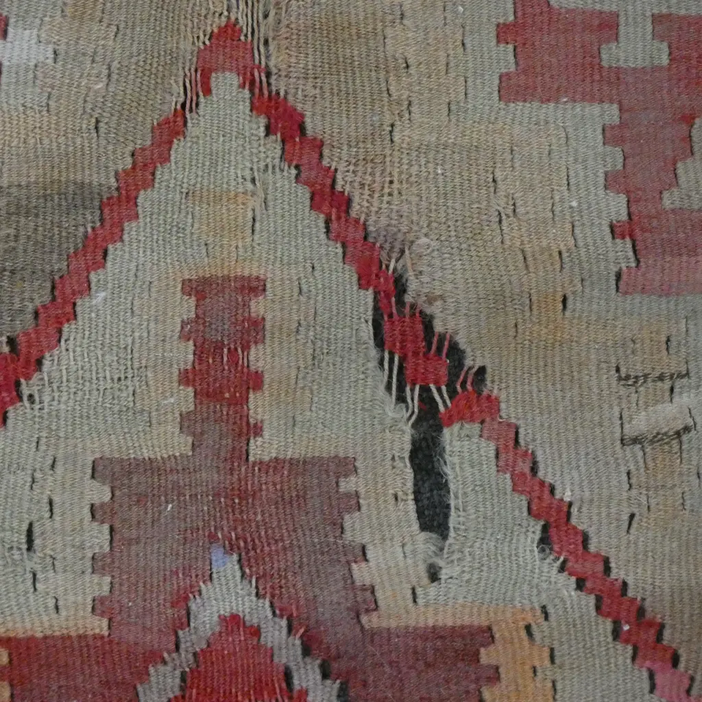 LG OLD KELIM RUG - ONE END RAGGED - APPROX 1500 X 2900MM Image 1++