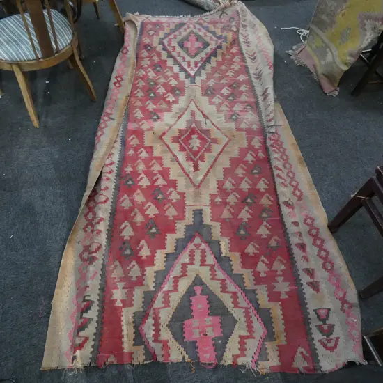 LG OLD KELIM RUG - ONE END RAGGED - APPROX 1500 X 2900MM