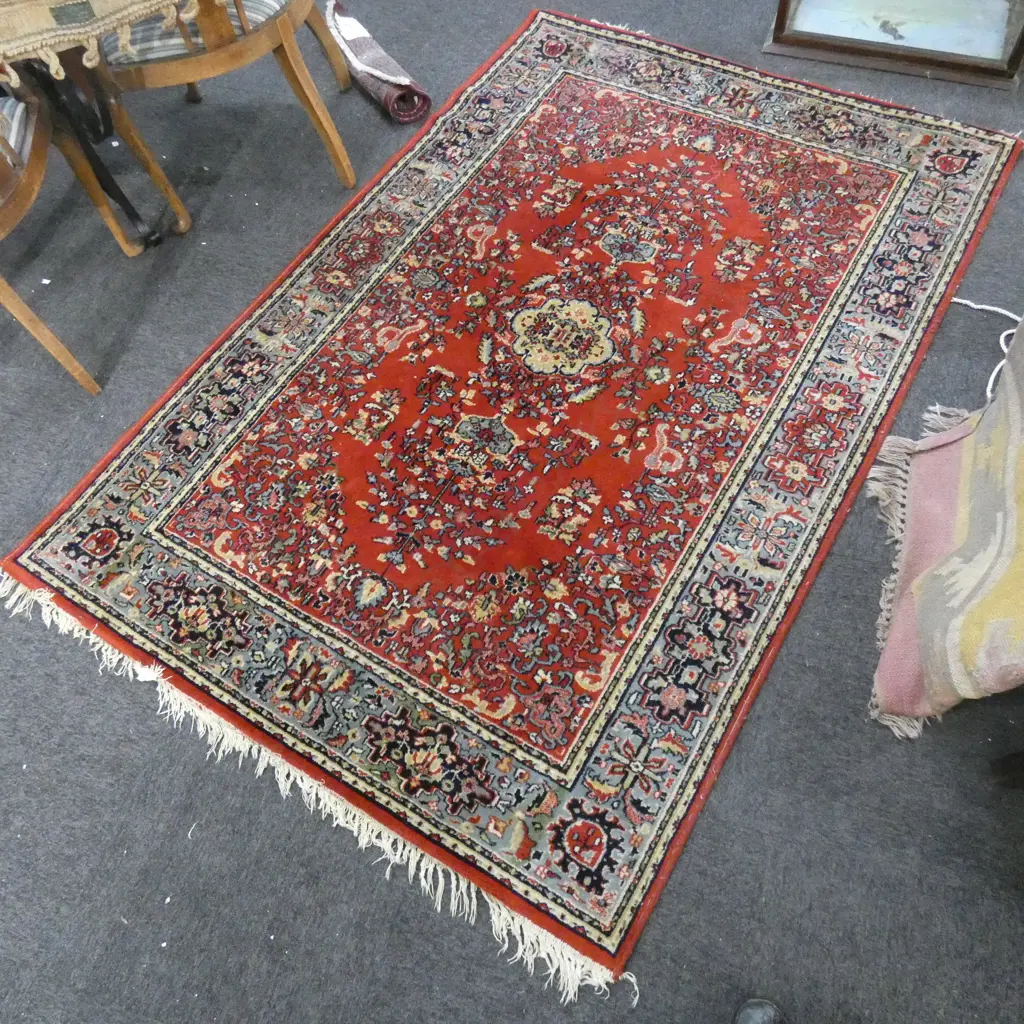 HAND KNOTTED RED WOOL PILE RUG  2000 X 1350 MM Image 1++
