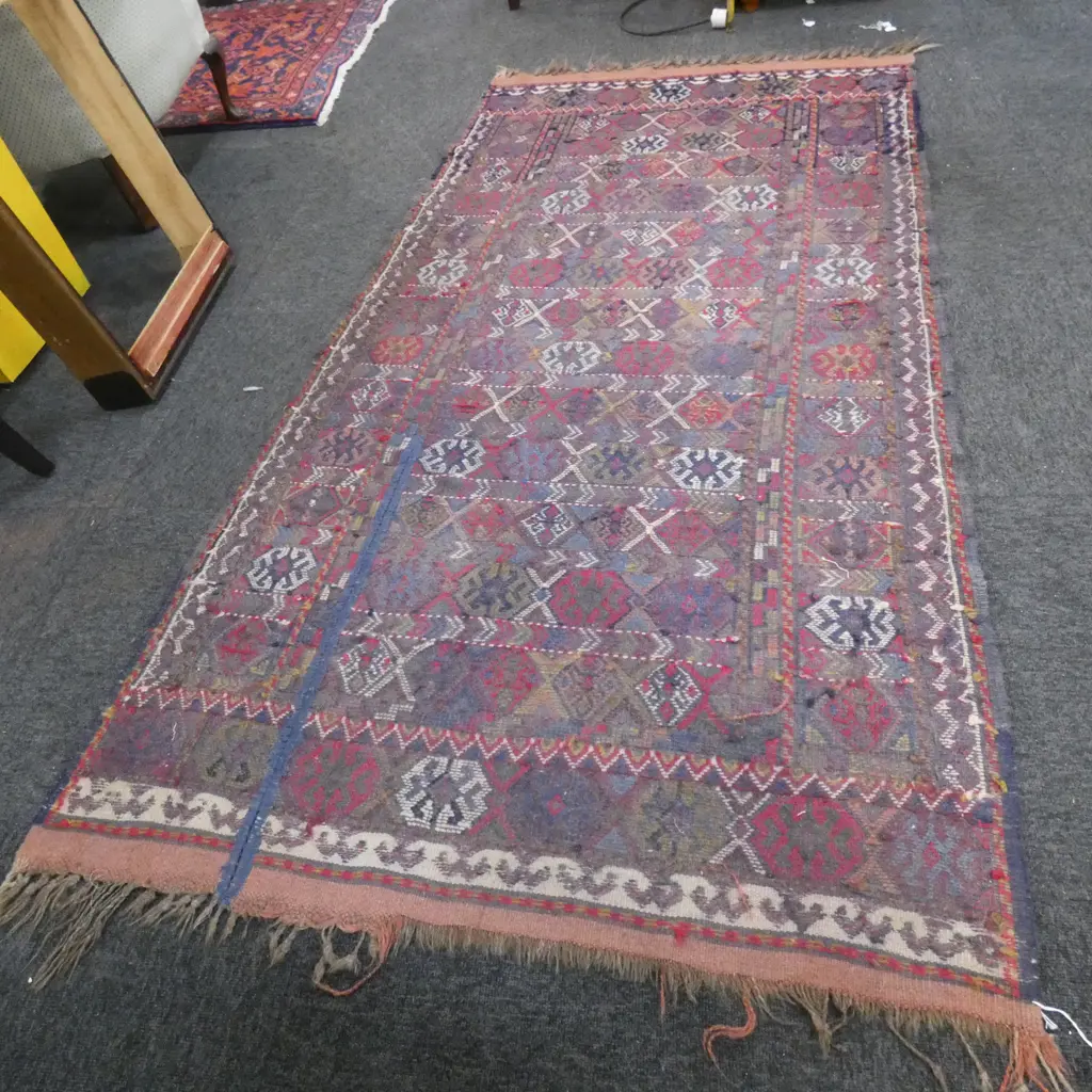 HAND KNOTTED FLAT WEAVE RUG 2050 X 1000 MM Image 1++