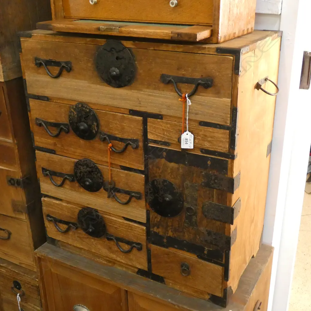 OLD JAPANESE SMALL COLLECTOR'S CABINET 8 DRAWER 1 DR H.580mm Image 1++