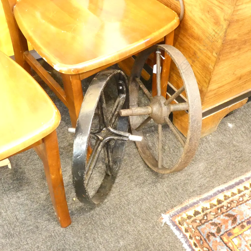 2 VINTAGE STEEL WHEELS 400mm dia Image 1++