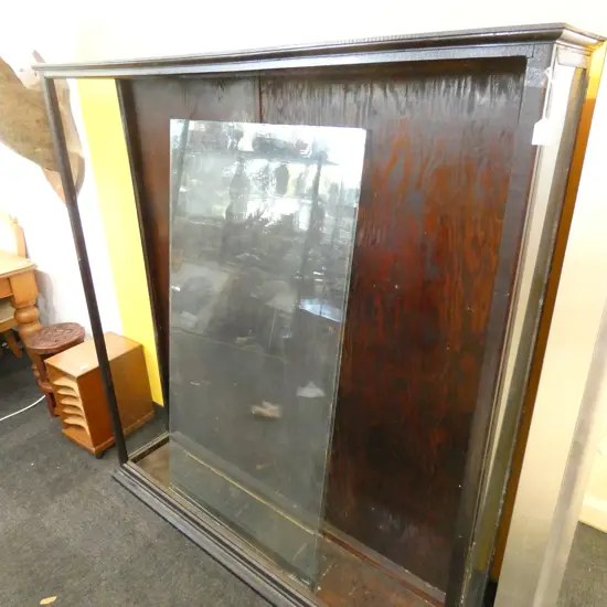 LARGE OLD BLACK DISPLAY CABINET...