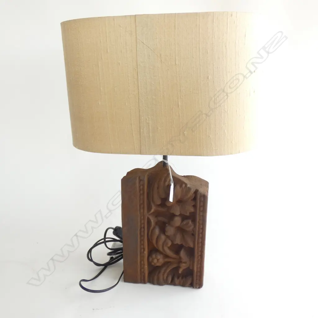 CERAMIC LAMP, RUST FINISH SILK SHADE H.550mm Image 1++