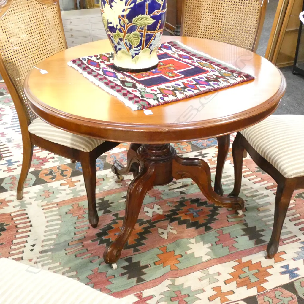ROUND WOODEN DINING TABLE  WITH PEDESTAL BASE DIA 1045MM Image 1++