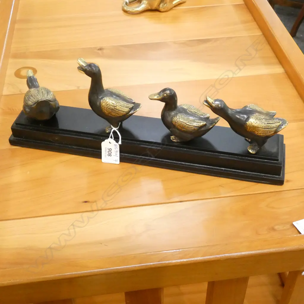 4 BRONZE DUCKS ON STAND L.370mm Image 1++