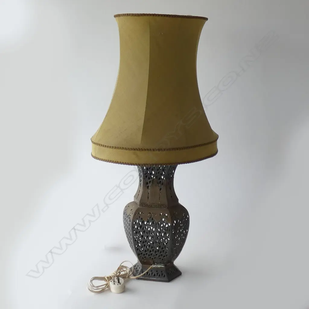 LGE OLD CHINESE BRASS LAMP BASE RETICULATED VASE FORM... Image 1++