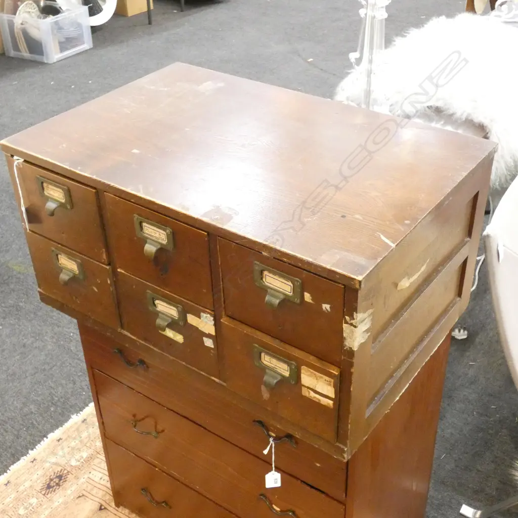 JAPANESE KEYAKI WOOD 6 DRAWER FILE BOX H308 W627 D410 Image 1++