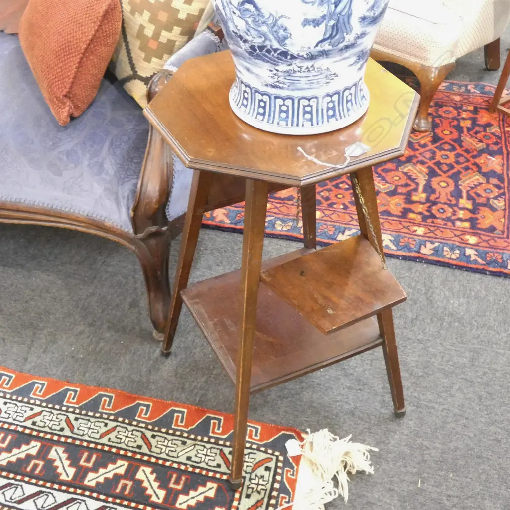 ARTS & CRAFTS OCTAGONAL SIDE TABLE 410mm dia Image 1++
