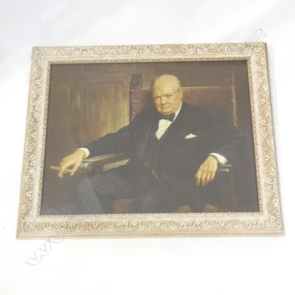 LG FRAMED WINSTON CHURCHILL PORTRAIT PRINT BY ARTHUR PAN  425 X 550MM  Image 1++