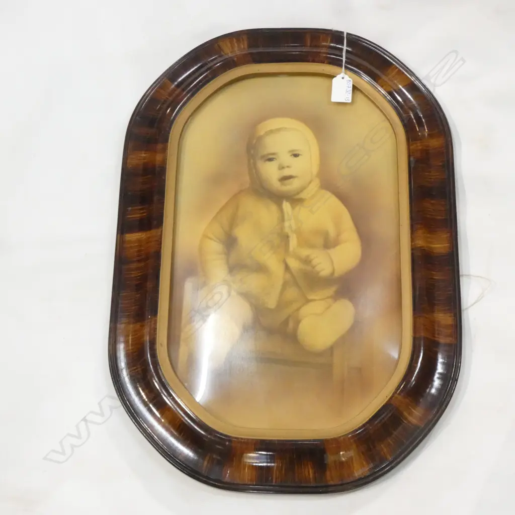 VINTAGE WOODEN FRAMED BABY PORTRAIT 435 X 260MM Image 1++