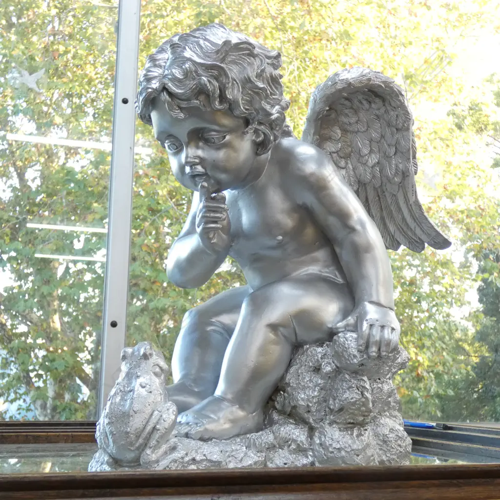 SILVER RESIN ANGEL H.430mm Image 1++