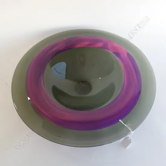 LARGE ART GLASS BOWL 490mm dia SIGNED & DATED 2001