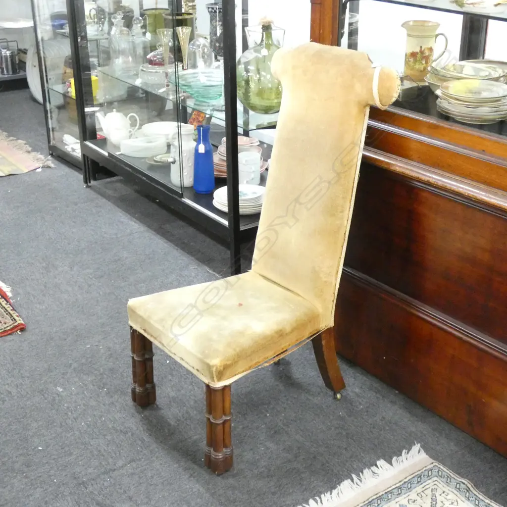 19TH C PRIE DIEU CHAIR, GOTHIC COLUMN FEET  Image 1++