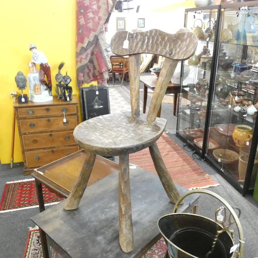 ANTIQUE ADZED WOOD PARLOUR CHAIR Image 1++