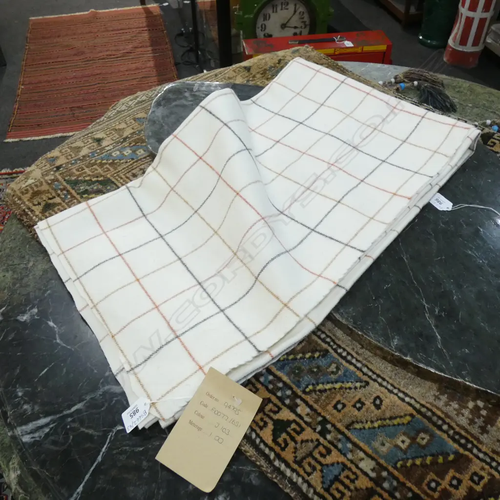 1 METER MULBERRY HOME FABRIC; OFF WHITE CHECK Image 1++
