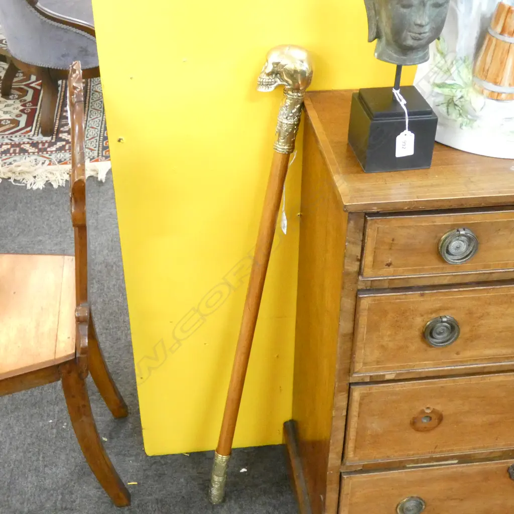 BRASS SKULL WALKING STICK L.920mm Image 1++