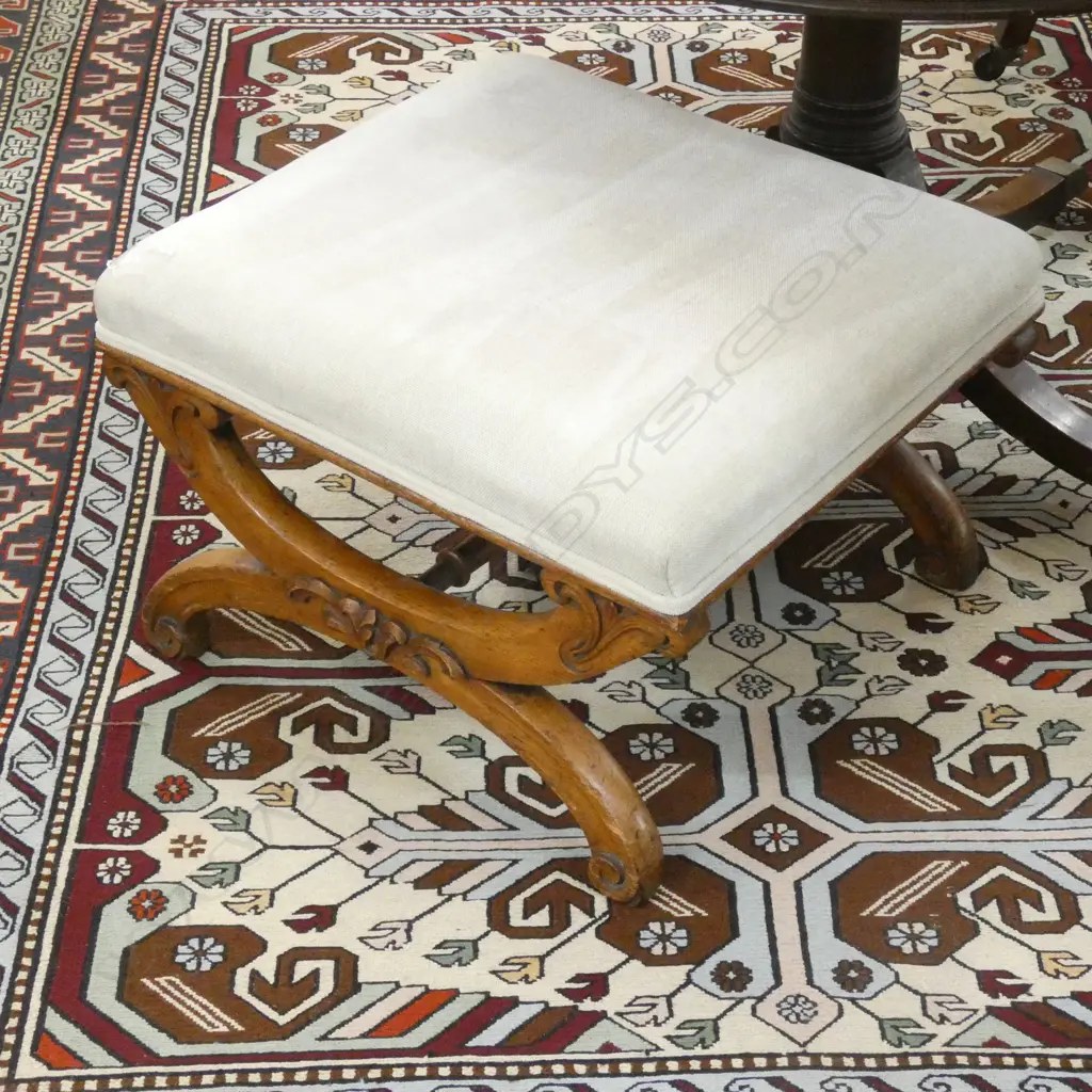 UPHOLSTERED FOOT STOOL; CREAM FABRIC Image 1++