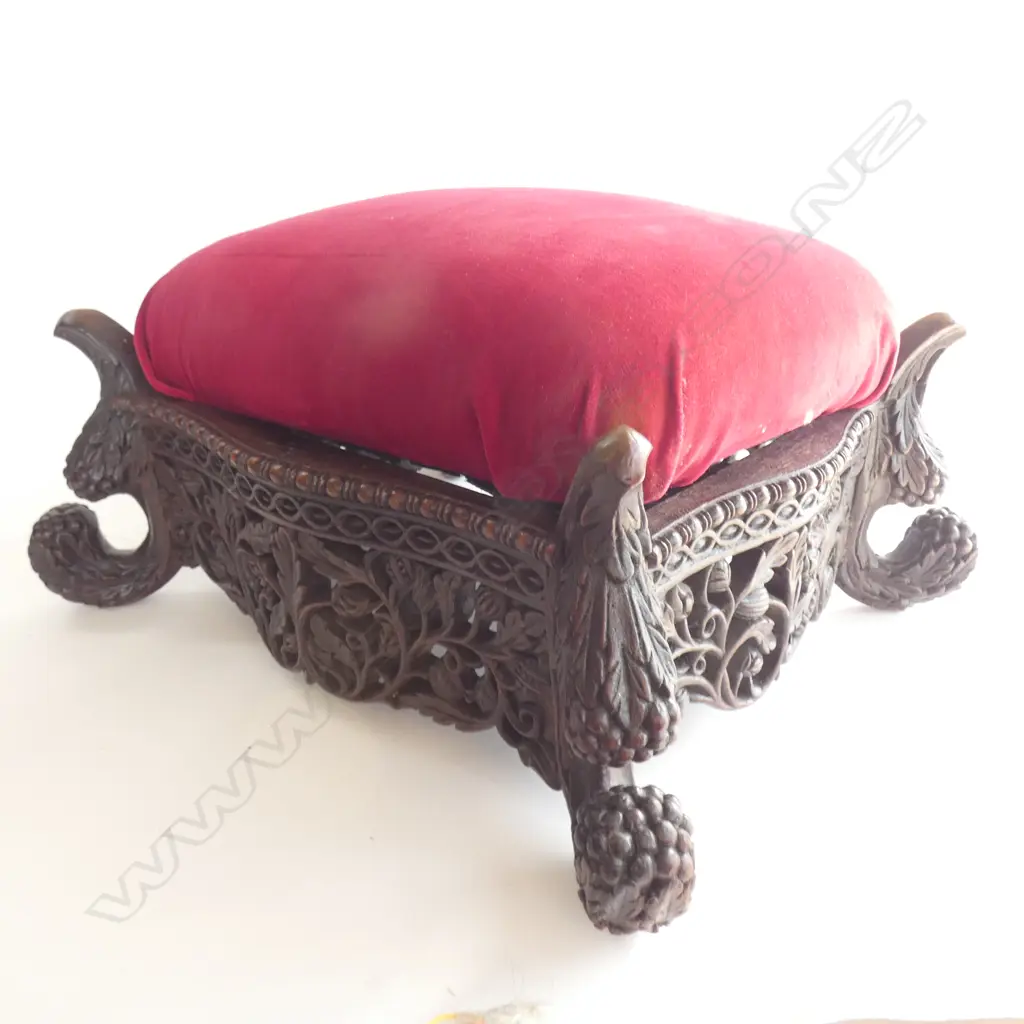 ANGLO INDIAN CARVED FOOTSTOOL Image 1++