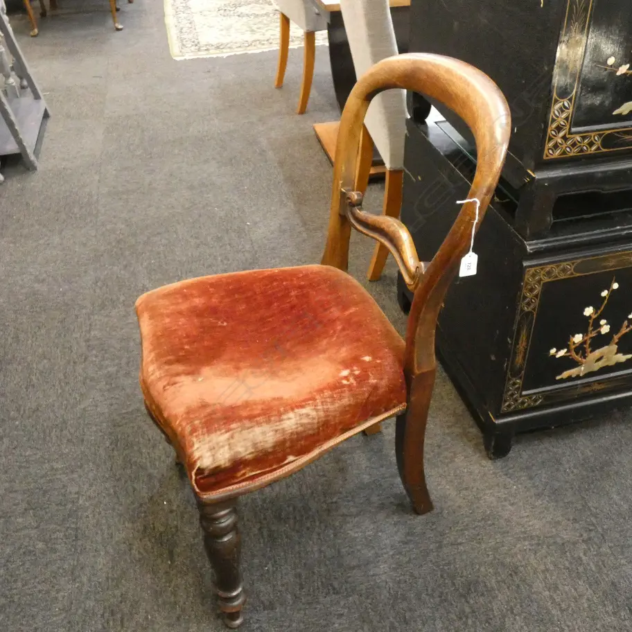 VICTORIAN BALLOON BACK CHAIR; RED VELVET SEAT  Image 1++