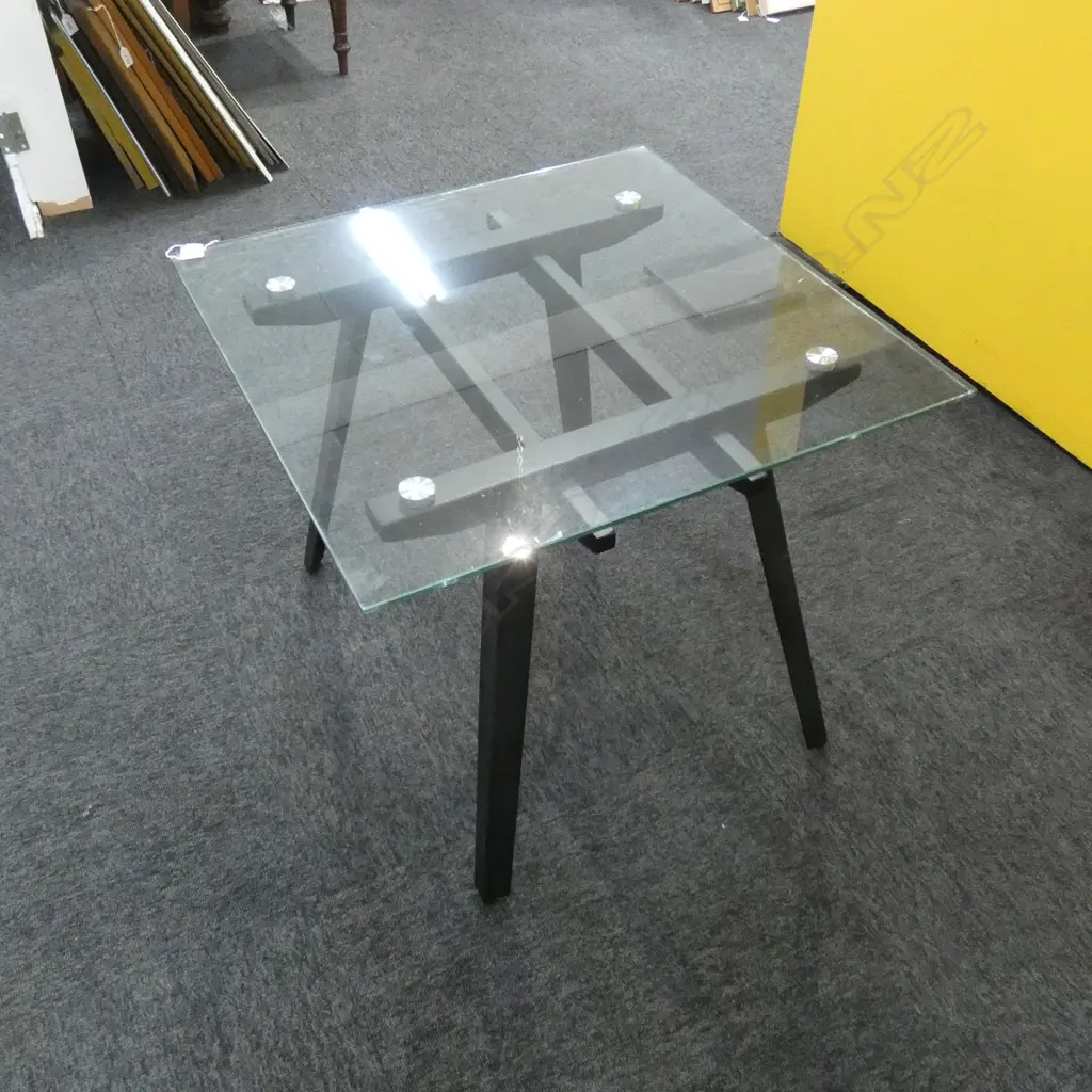 GLASS TOPPED SQUARE SIDE TABLE 600mm sq Image 1++