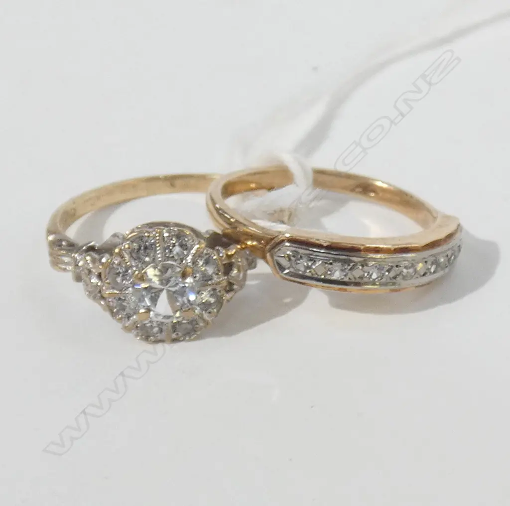 9CT YWG CLUSTER AND MATCHING ETERNITY FAUX DIAMONDS WEIGHT 4.6 GMS Image 1++