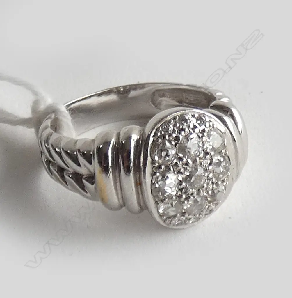 18ct  Y/WG  RE-MODELED OLD CUT DIAMOND DRESS RING  WEIGHT 6.6 GMS Image 1++
