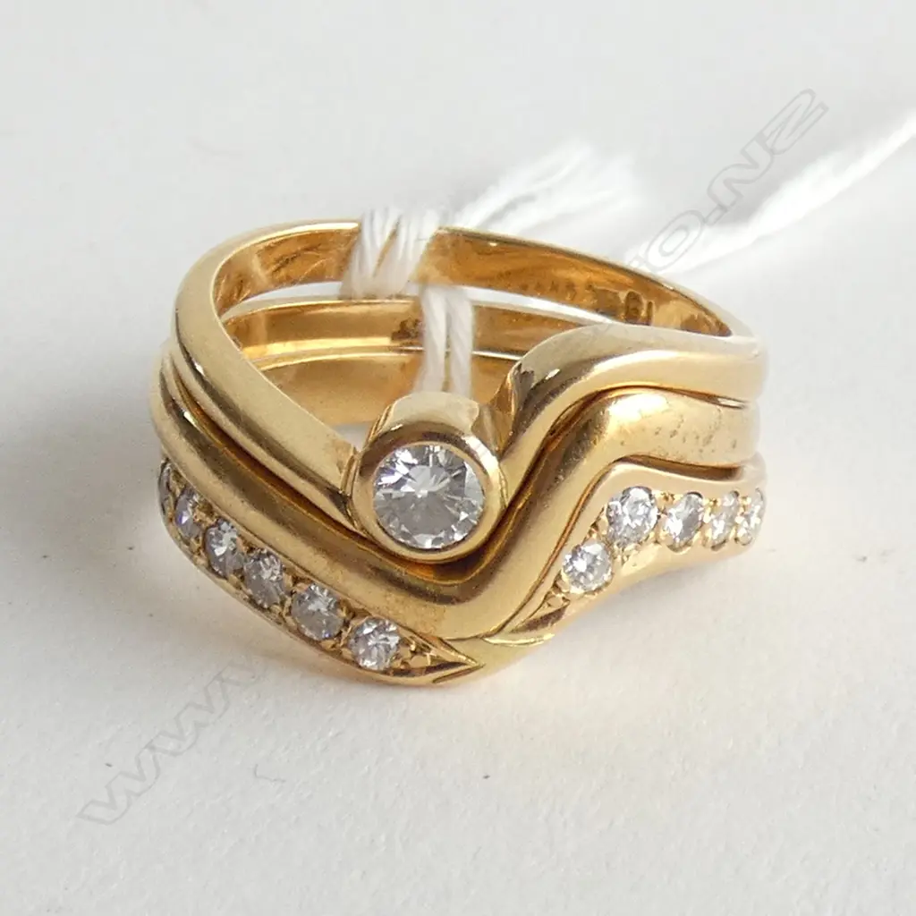3X 18CT YG DIAMOND SET RINGS Image 1++