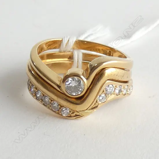3X 18CT YG DIAMOND SET RINGS