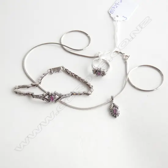 10CT RUBY AND DIAMOND BRACELET/RING/ PENDANT ON SILVER CHAIN